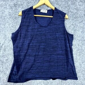 The Look Tank Top Womens Blue Space Dye Round Neck Pullover Summe Everyday Wear